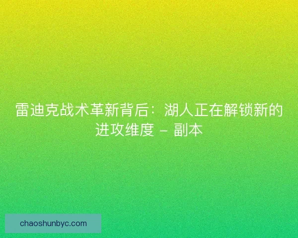 雷迪克战术革新背后：湖人正在解锁新的进攻维度 - 副本