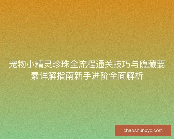 宠物小精灵珍珠全流程通关技巧与隐藏要素详解指南新手进阶全面解析
