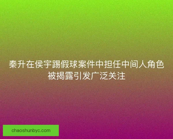秦升在侯宇踢假球案件中担任中间人角色被揭露引发广泛关注