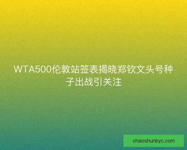 WTA500伦敦站签表揭晓郑钦文头号种子出战引关注